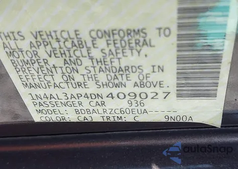 2013 Nissan Altima 2.5/S/Sv/Sl from USA, damaged, VIN 1N4AL3AP4DN409027